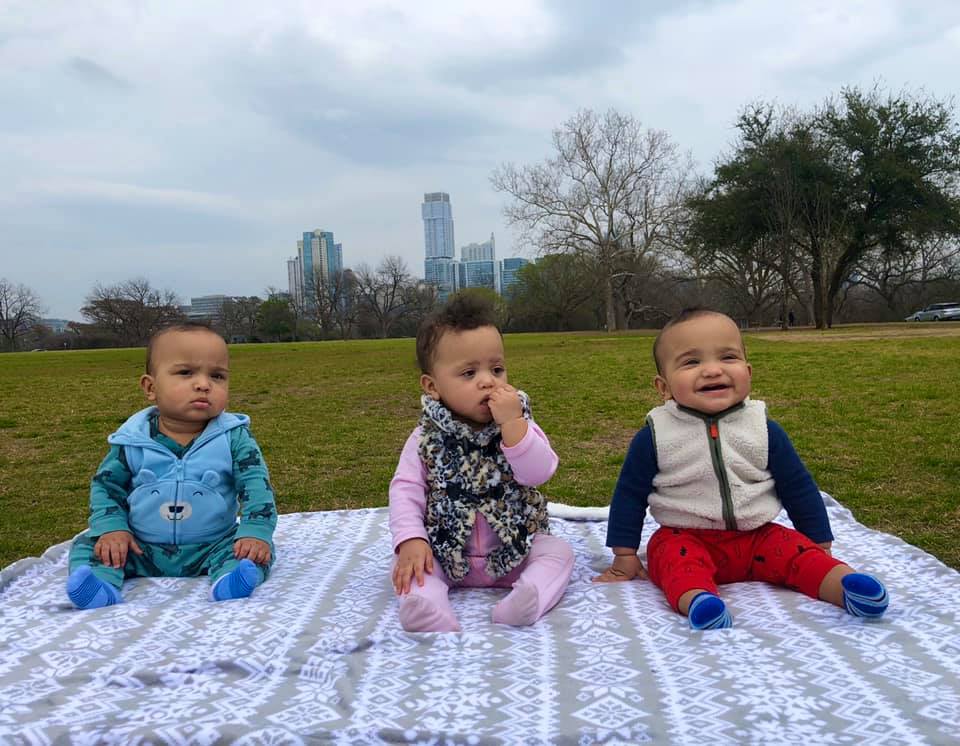 Dad hilariously loses battle against triplets when they raid the fridge