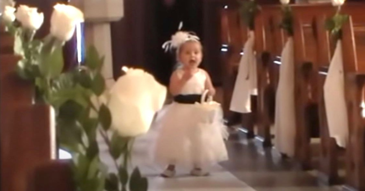Tiny flower girl goes viral for her hilarious wedding entrance